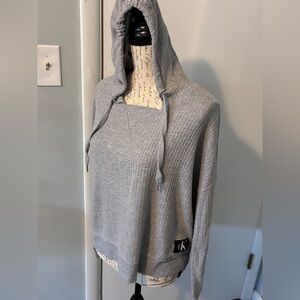 CALVIN KLIEN CROPPED HOODED TOP-LARGE